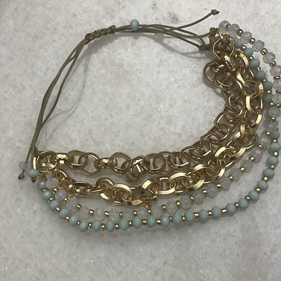 Massini bracelet multi strand bead gold tone chain jewelry NEW - Picture 4 of 6